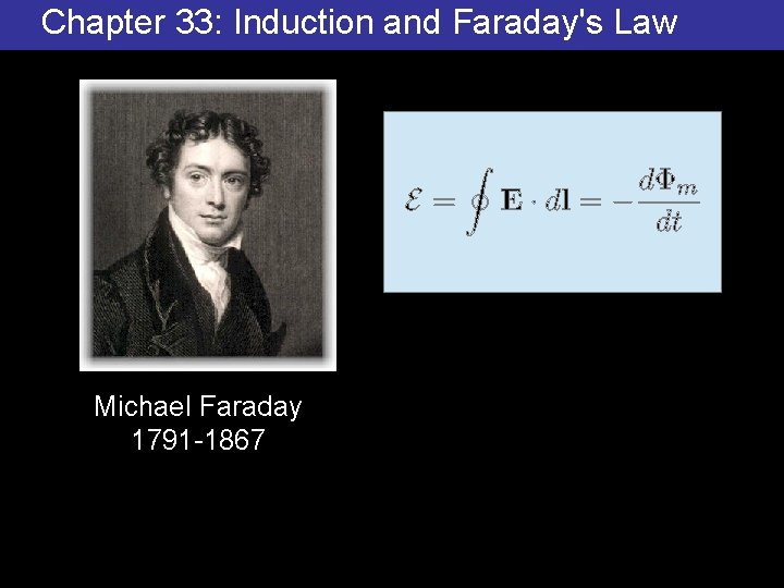 Chapter 33: Induction and Faraday's Law Michael Faraday 1791 -1867 © 2013 Pearson Education,