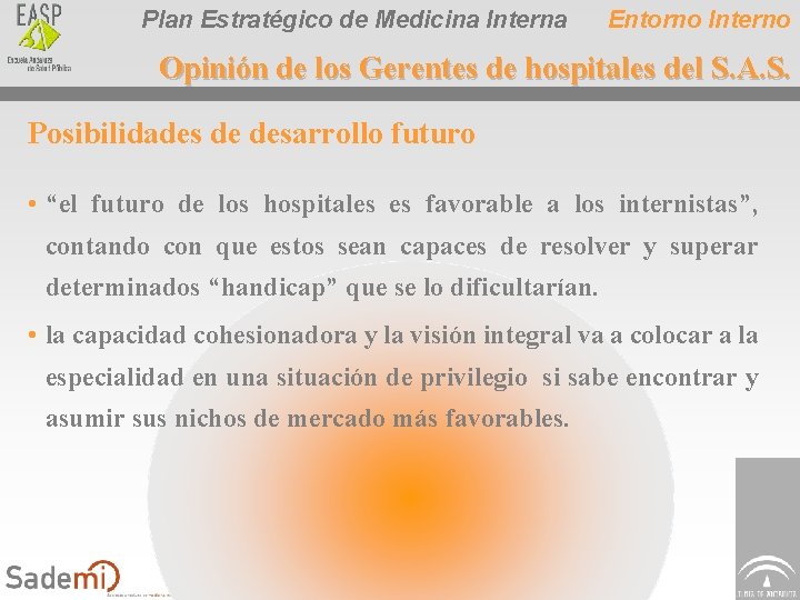 Plan Estratégico de Medicina Interna Entorno Interno Opinión de los Gerentes de hospitales del