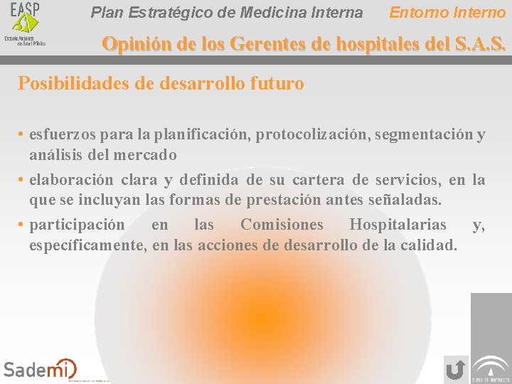 Plan Estratégico de Medicina Interna Entorno Interno Opinión de los Gerentes de hospitales del