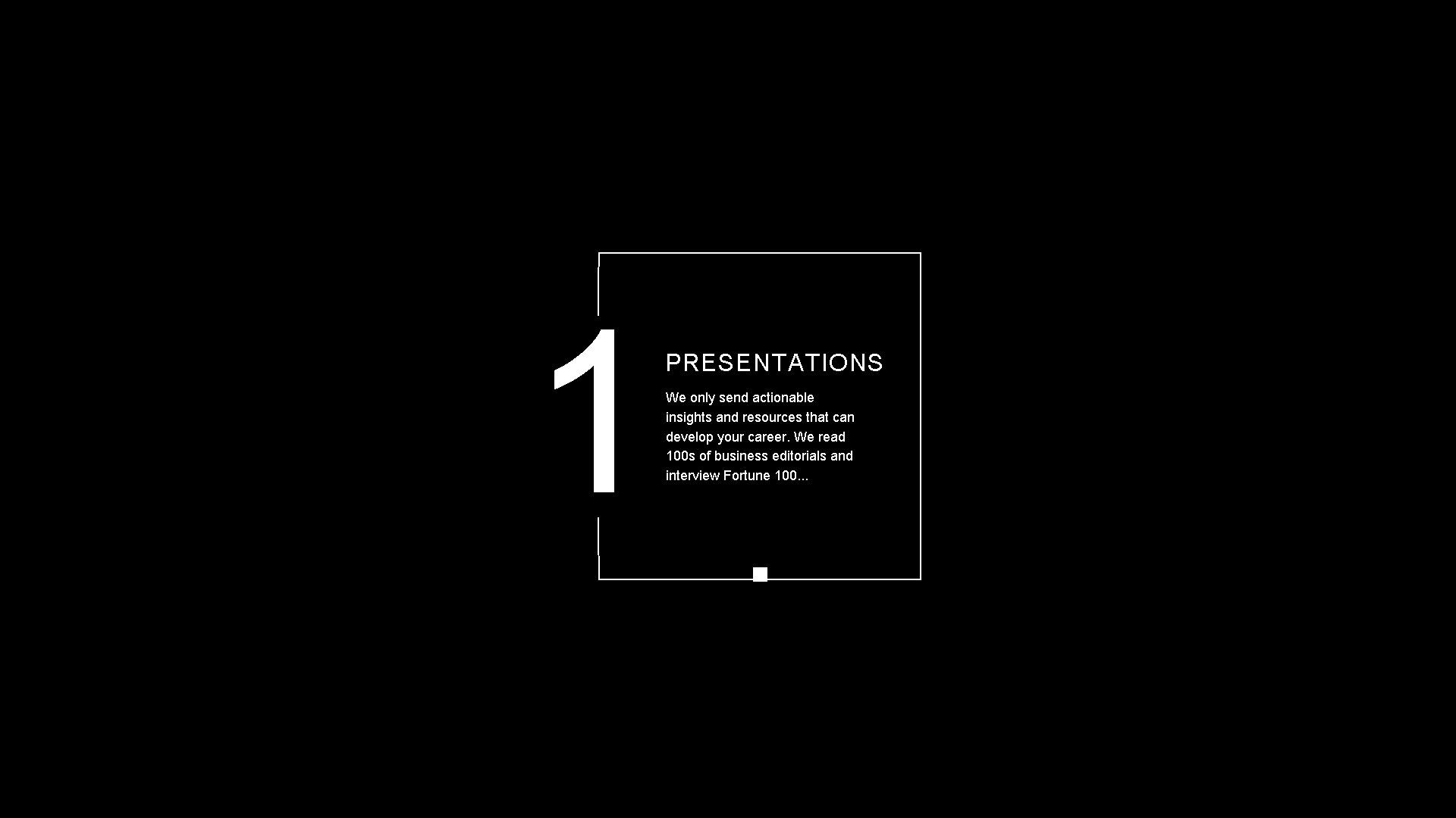 1 PRESENTATIONS We only send actionable insights and resources that can develop your career.