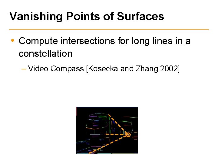 Vanishing Points of Surfaces • Compute intersections for long lines in a constellation –