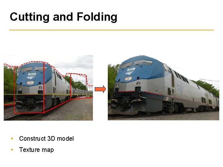Cutting and Folding • Construct 3 D model • Texture map 