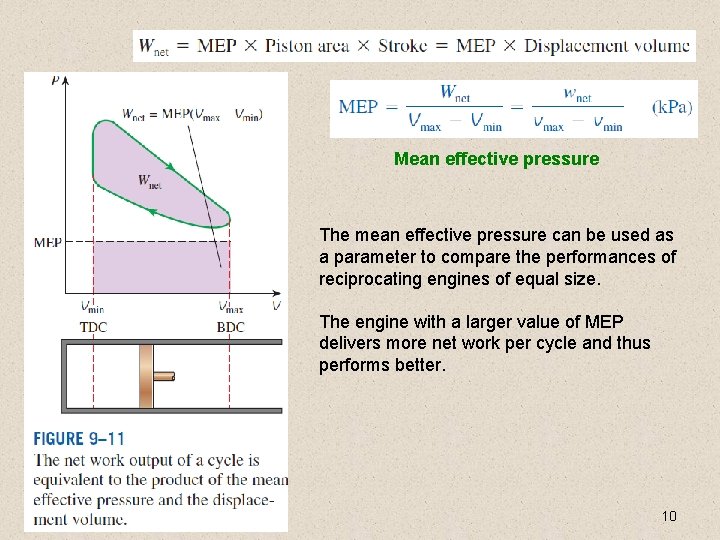 Mean effective pressure The mean effective pressure can be used as a parameter to