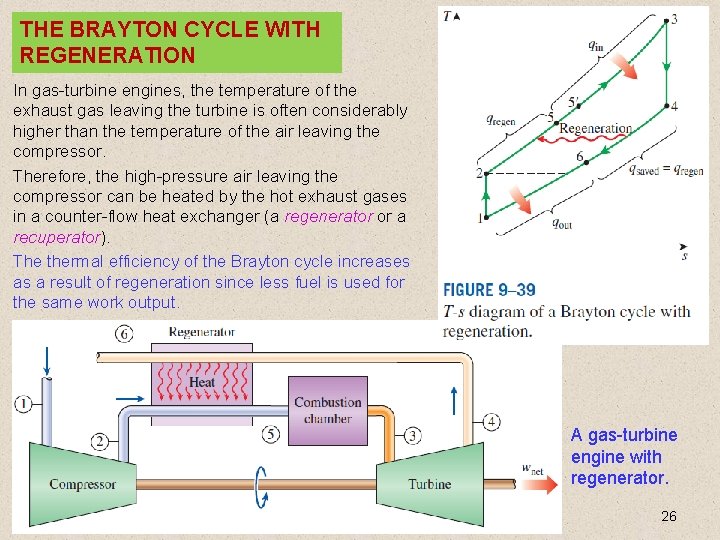 THE BRAYTON CYCLE WITH REGENERATION In gas-turbine engines, the temperature of the exhaust gas