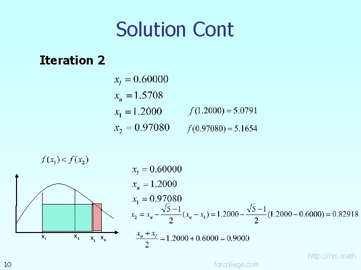 Solution Cont Iteration 2 Xl 10 X 2 X 1 Xu forcollege. com http: