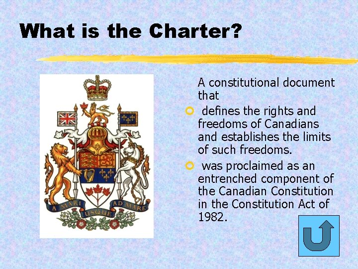 What is the Charter? A constitutional document that ¢ defines the rights and freedoms