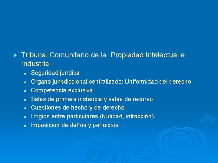 Ø Tribunal Comunitario de la Propiedad Intelectual e Industrial l l l Seguridad jurídica