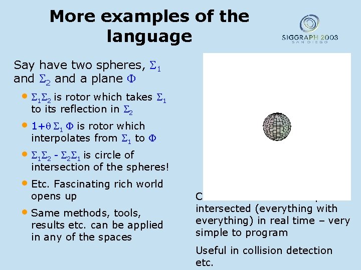 More examples of the language Say have two spheres, 1 and 2 and a