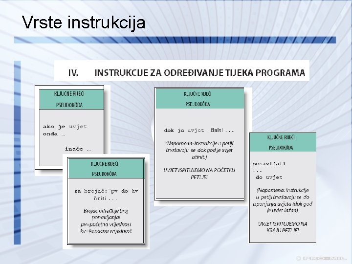 Vrste instrukcija Vrste instrukcija