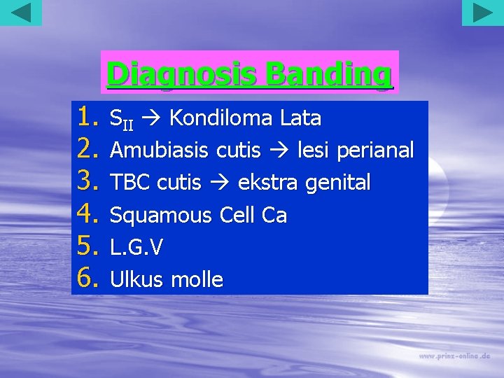 Diagnosis Banding 1. 2. 3. 4. 5. 6. SII Kondiloma Lata Amubiasis cutis lesi