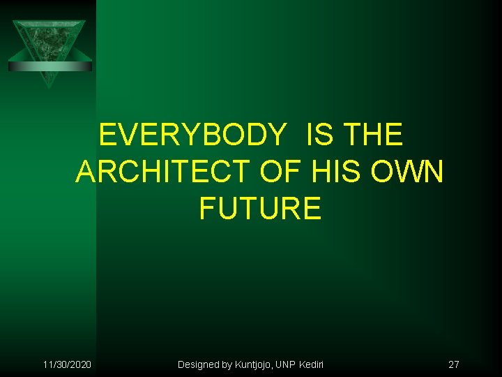 EVERYBODY IS THE ARCHITECT OF HIS OWN FUTURE 11/30/2020 Designed by Kuntjojo, UNP Kediri