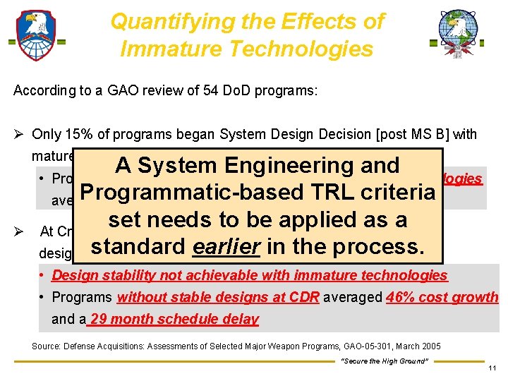 Quantifying the Effects of Immature Technologies According to a GAO review of 54 Do.