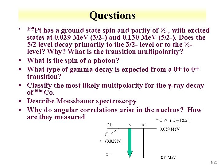 Questions • • • 195 Pt has a ground state spin and parity of