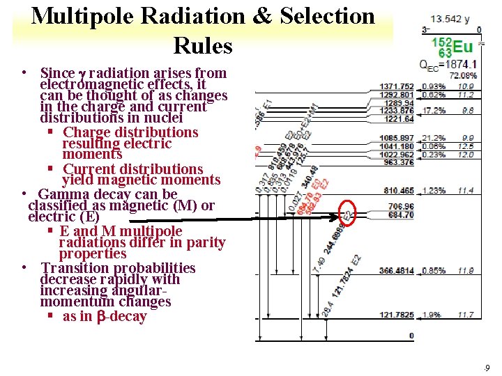 Multipole Radiation & Selection Rules • Since radiation arises from electromagnetic effects, it can