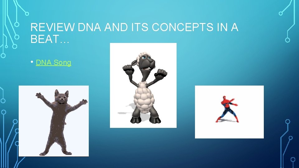 REVIEW DNA AND ITS CONCEPTS IN A BEAT… • DNA Song 