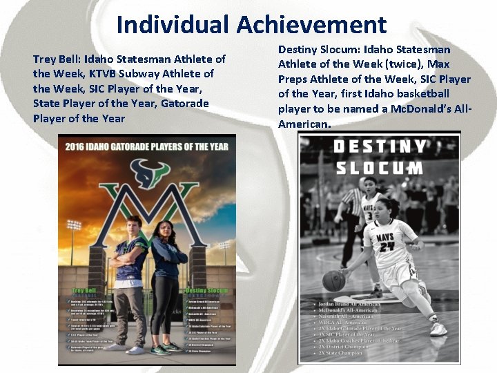 Individual Achievement Trey Bell: Idaho Statesman Athlete of the Week, KTVB Subway Athlete of