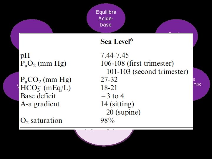 Equilibre Acidebase Fonction pulmonaires Immunité Risque thromboembo lique VAS Modifications physiologiques 