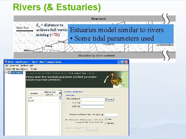 Rivers (& Estuaries) Lz = distance to achieve full vertical mixing (=7 D) Estuaries