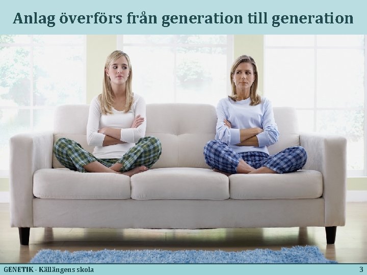 Anlag överförs från generation till generation GENETIK - Källängens skola 3 