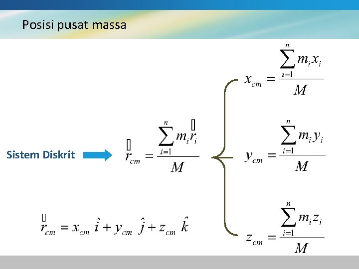 Posisi pusat massa Sistem Diskrit 