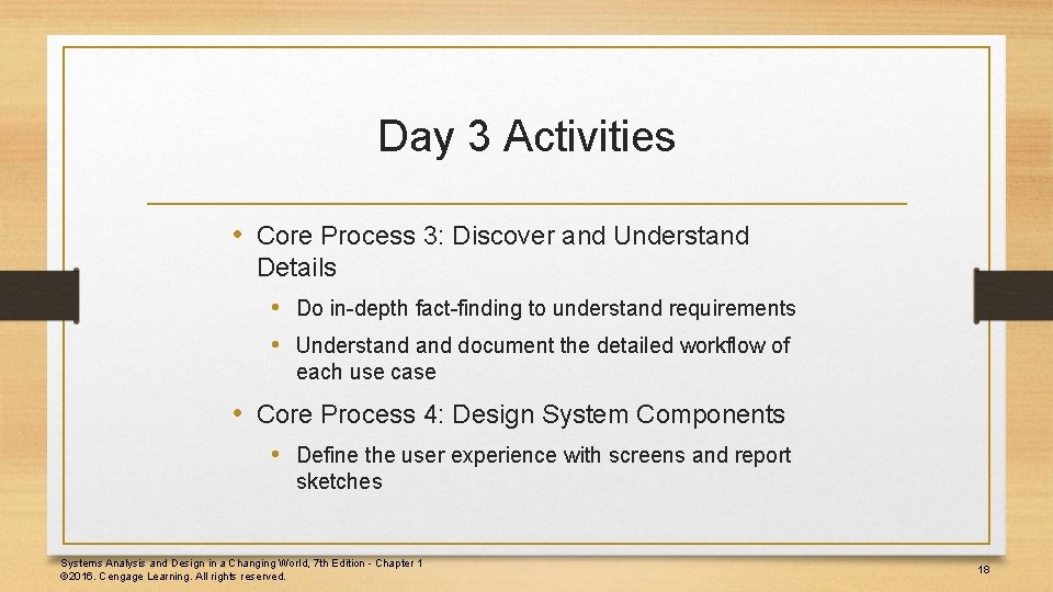 Day 3 Activities • Core Process 3: Discover and Understand Details • Do in-depth