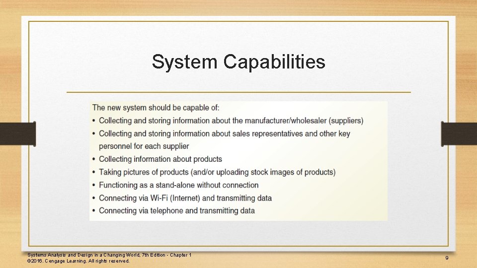 System Capabilities Systems Analysis and Design in a Changing World, 7 th Edition -