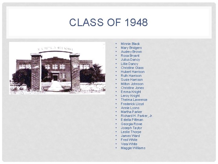 CLASS OF 1948 • • • • • • • Minnie Black Mary Bridgers