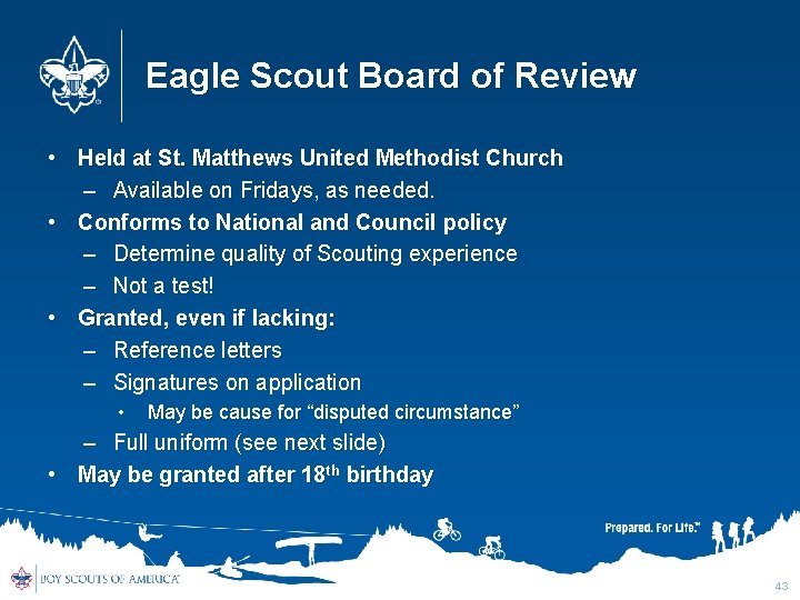 Eagle Scout Board of Review • Held at St. Matthews United Methodist Church –