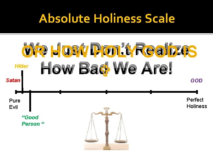 Absolute Holiness Scale We Just Don’t Realize OR HOW HOLY GOD IS How Bad