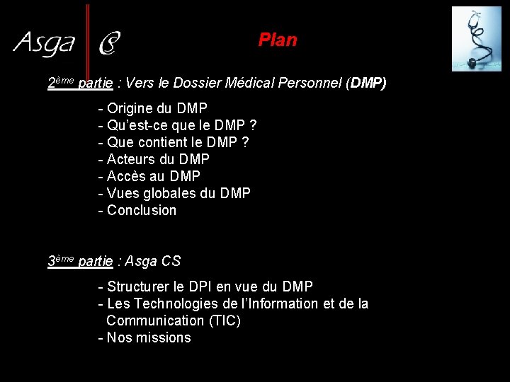 Plan 2ème partie : Vers le Dossier Médical Personnel (DMP) - Origine du DMP