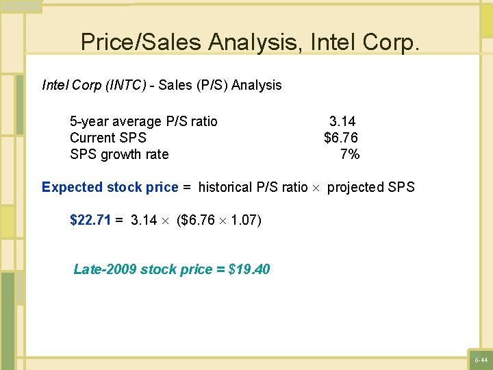 Price/Sales Analysis, Intel Corp (INTC) - Sales (P/S) Analysis 5 -year average P/S ratio