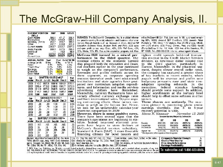The Mc. Graw-Hill Company Analysis, II. 6 -47 