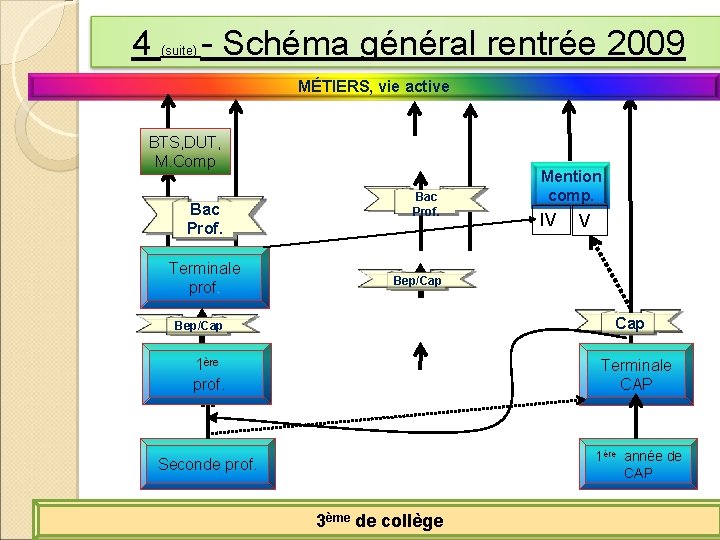 4 - Schéma général rentrée 2009 (suite) MÉTIERS, vie active BTS, DUT, M. Comp