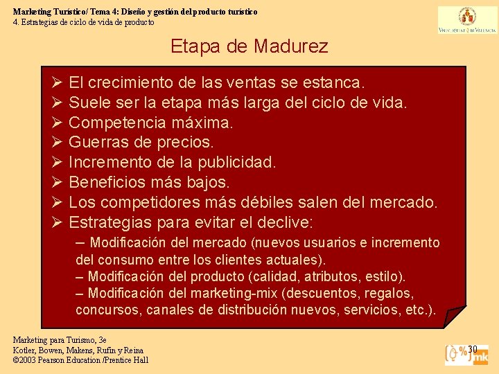 Marketing Turístico/ Tema 4: Diseño y gestión del producto turístico 4. Estrategias de ciclo