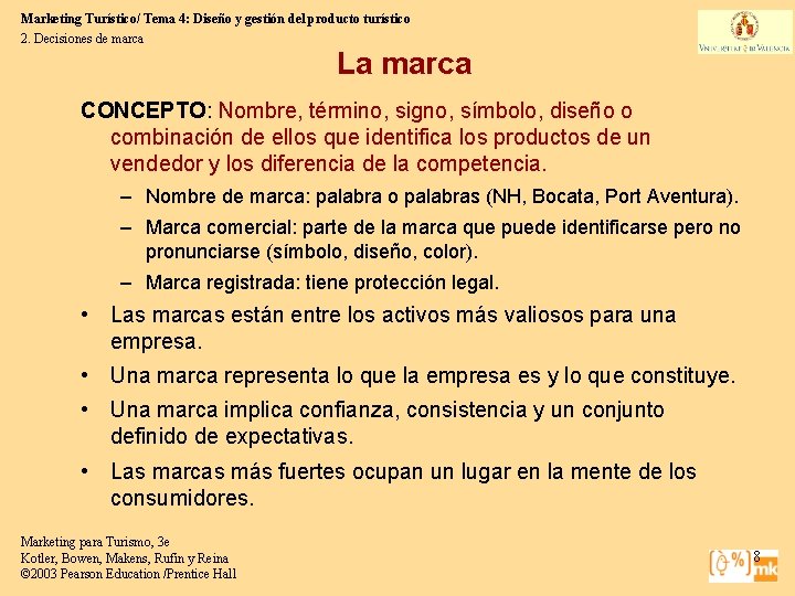 Marketing Turístico/ Tema 4: Diseño y gestión del producto turístico 2. Decisiones de marca