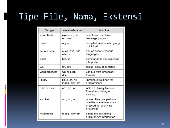 Tipe File, Nama, Ekstensi 13 