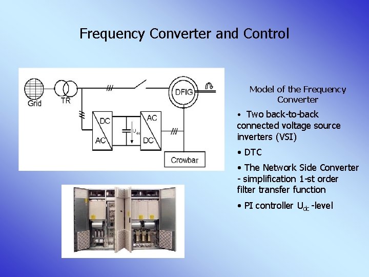 Frequency Converter and Control Model of the Frequency Converter • Two back-to-back connected voltage