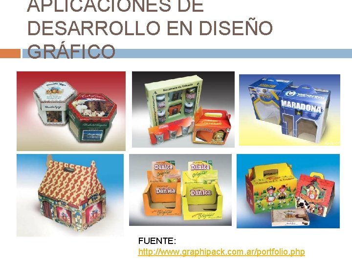 APLICACIONES DE DESARROLLO EN DISEÑO GRÁFICO FUENTE: http: //www. graphipack. com. ar/portfolio. php APLICACIONES DE DESARROLLO EN DISEÑO GRÁFICO FUENTE: http: //www. graphipack. com. ar/portfolio. php