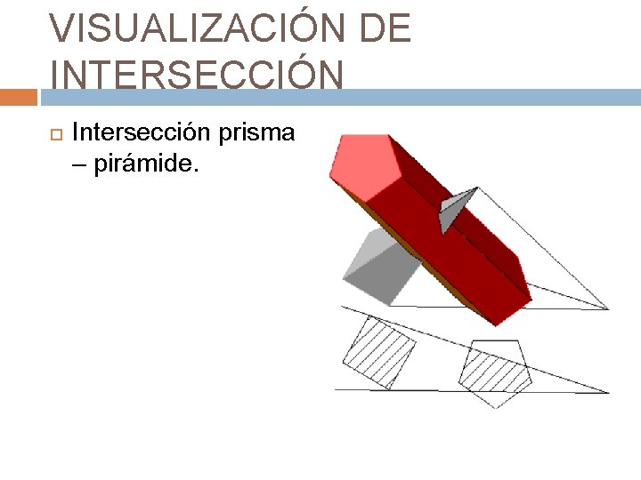 VISUALIZACIÓN DE INTERSECCIÓN Intersección prisma – pirámide. VISUALIZACIÓN DE INTERSECCIÓN Intersección prisma – pirámide.