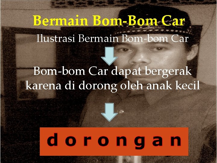 Bermain Bom-Bom Car Ilustrasi Bermain Bom-bom Car dapat bergerak karena di dorong oleh anak