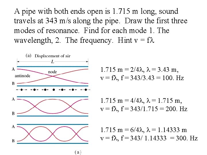 A pipe with both ends open is 1. 715 m long, sound travels at