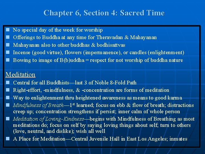 Chapter 6, Section 4: Sacred Time n n n No special day of the Chapter 6, Section 4: Sacred Time n n n No special day of the