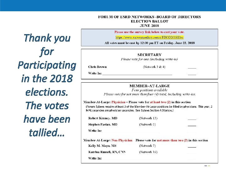 Thank you for Participating in the 2018 elections. The votes have been tallied… 61