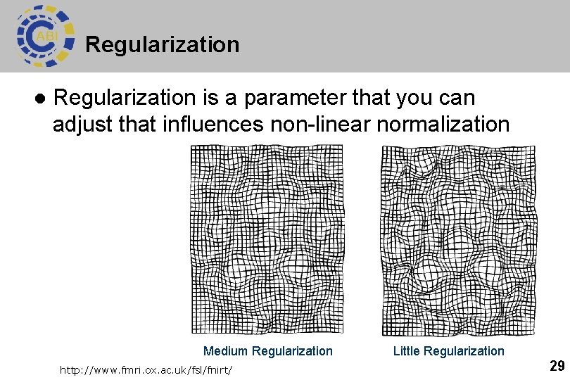 Regularization l Regularization is a parameter that you can adjust that influences non-linear normalization