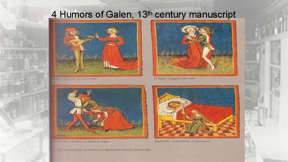 4 Humors of Galen, 13 th century manuscript 