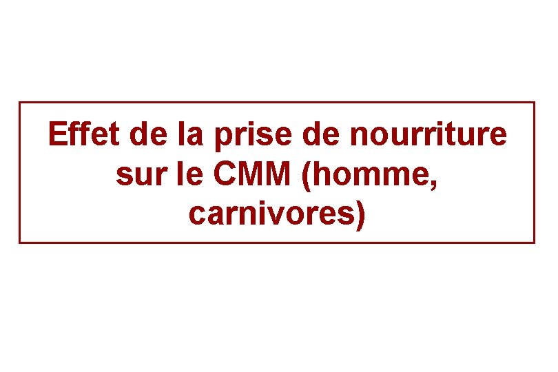 Effet de la prise de nourriture sur le CMM (homme, carnivores) 