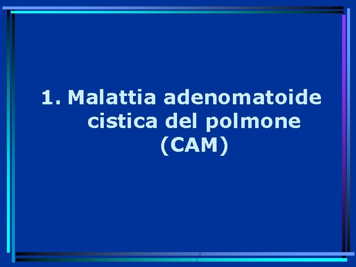 1. Malattia adenomatoide cistica del polmone (CAM) 