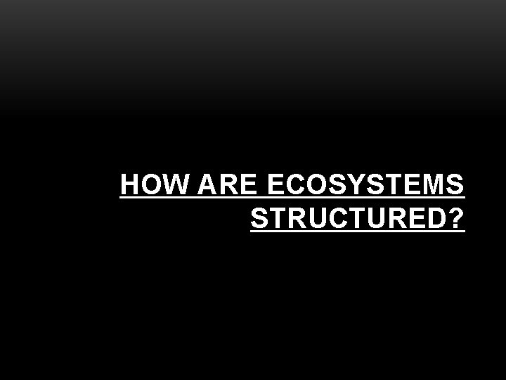 HOW ARE ECOSYSTEMS STRUCTURED? 