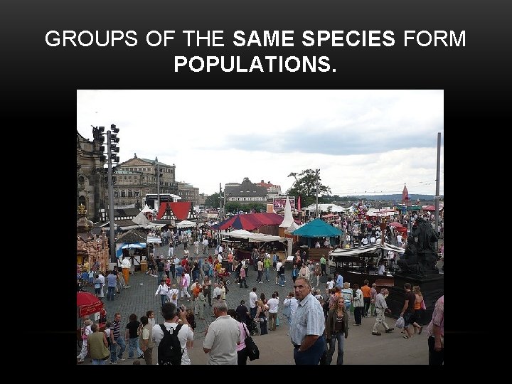 GROUPS OF THE SAME SPECIES FORM POPULATIONS. 