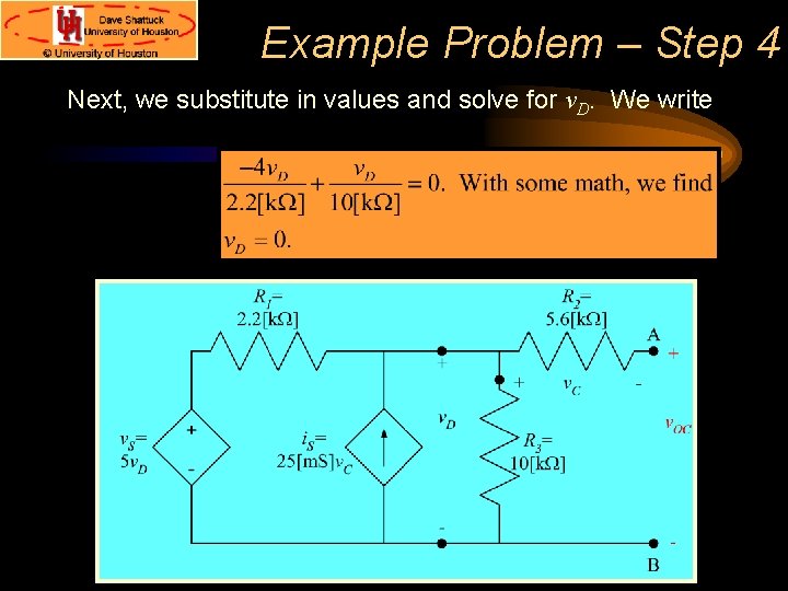 Example Problem – Step 4 Next, we substitute in values and solve for v.